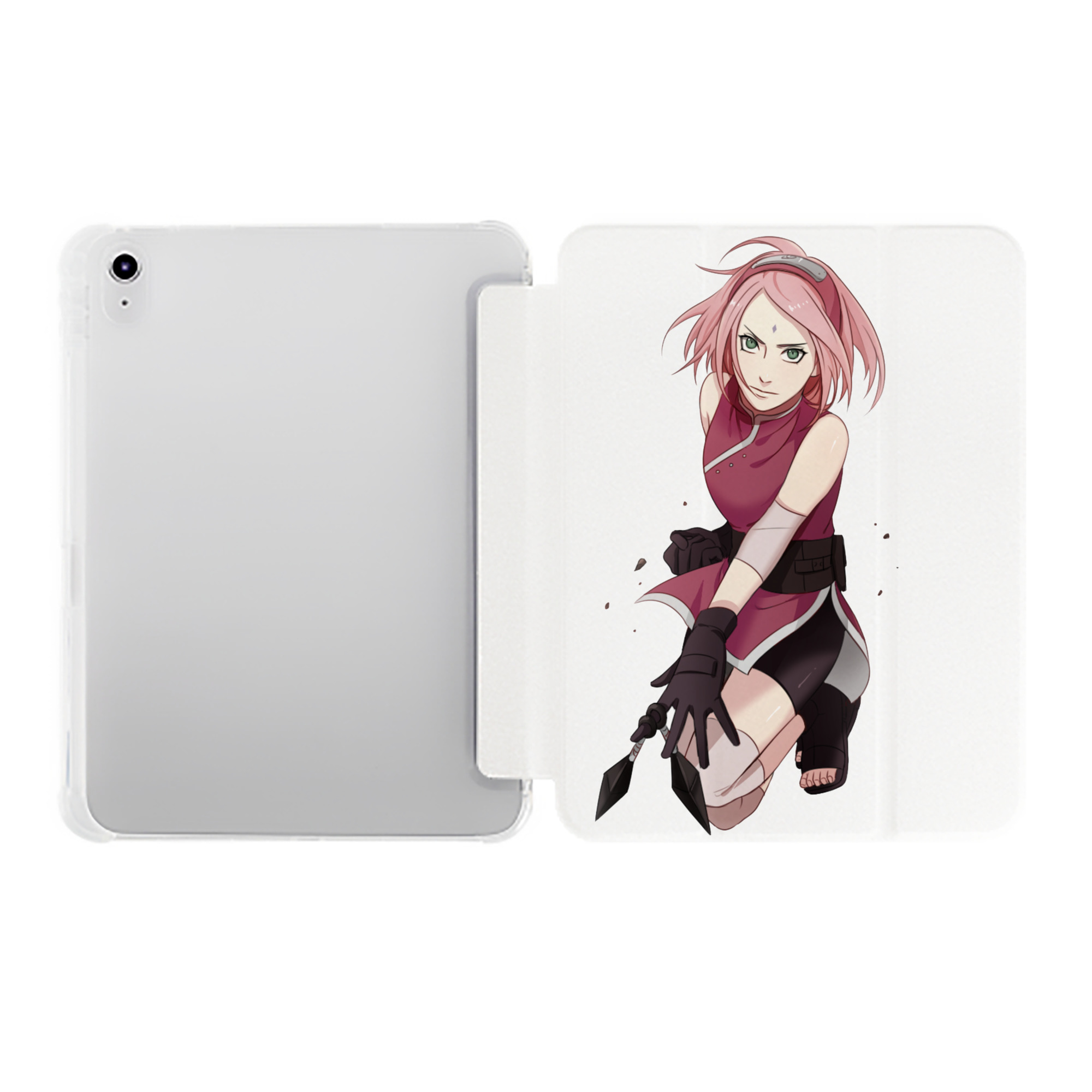 （画像用） NARUTO -ナルト- 春野サクラ Haruno Sakura IPad ケース ペン収納付き 三つ折りスタンド PUレザー×シリコン 対応機種9.5/10.5/10.9インチ